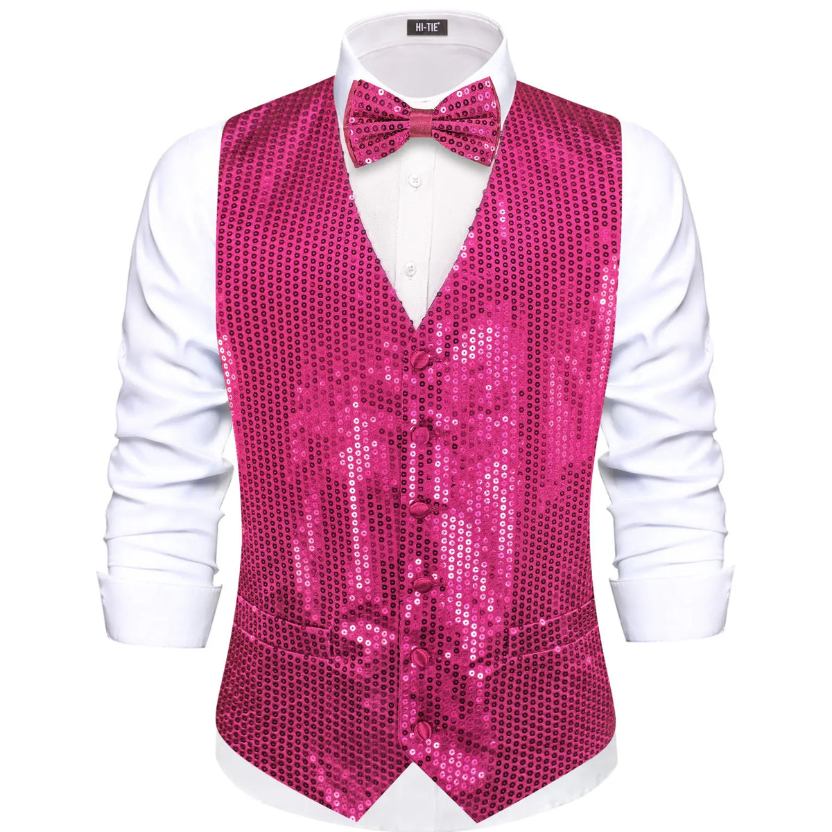 Men's Sequin Suit Vest with Bow Tie Set for Weddings and Formal Events