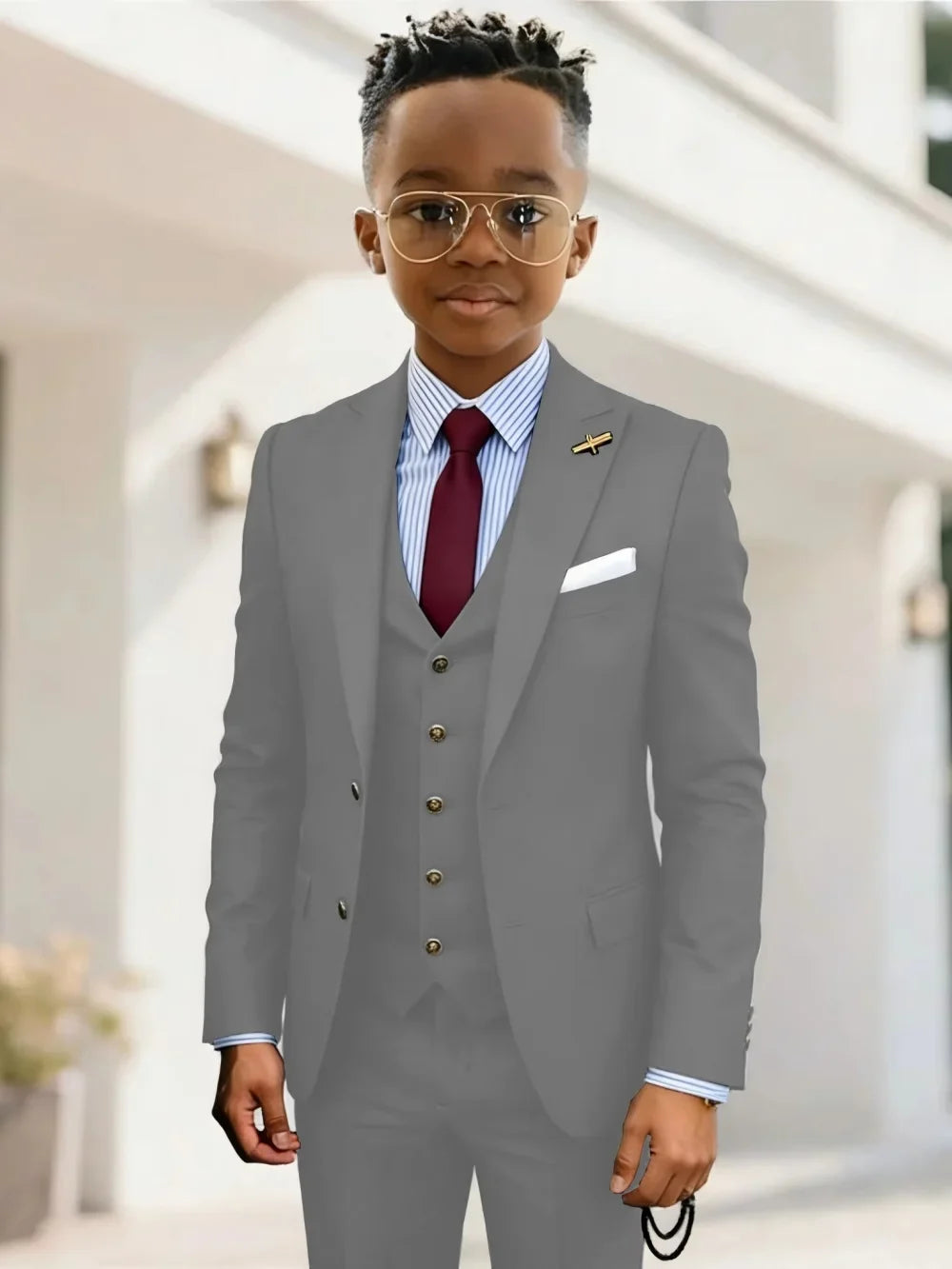 Formal Boys Suits 3 Pieces Wedding Ring Bearer Outfit Handsome Peak Lapel Homecoming Suit Set Fast Delivery Tuxedo 2-20T