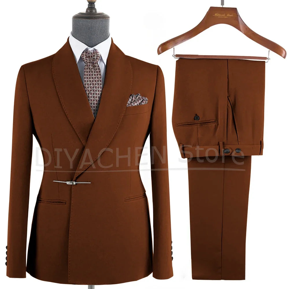 Ternos Masculino – Smoking Masculin à Revers Métalliques, Tissu Formel, Cigar Masculino