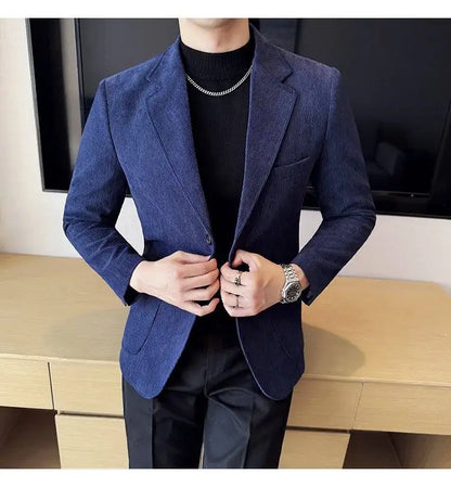 High-end Design, Fashionable, Cool and Trendy Business Casual Banquet New Corduroy Suit Banquet Fine Jacket