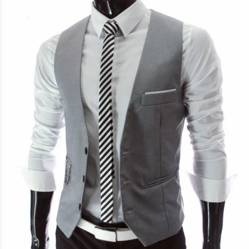 Slim Fit Men's Suit Vest Single Breasted for Business and Smart Casual – Black, Grey, Navy and Burgundy