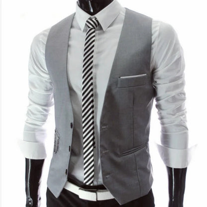 Slim Fit Men's Suit Vest Single Breasted for Business and Smart Casual – Black, Grey, Navy and Burgundy