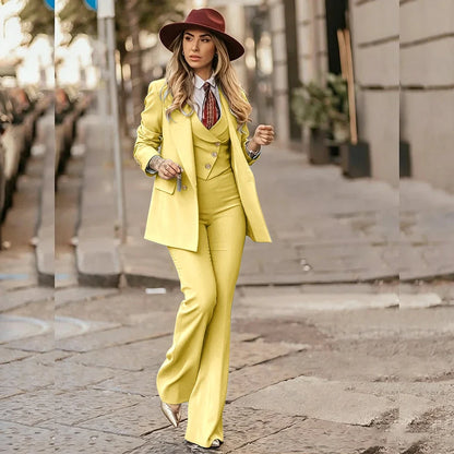 Customized Color Red 3 Pieces Suit Sets for Women Peak Lapel Jacket Vest Pants Sets Slim Fit Office Daily Smoking Lady Clothing