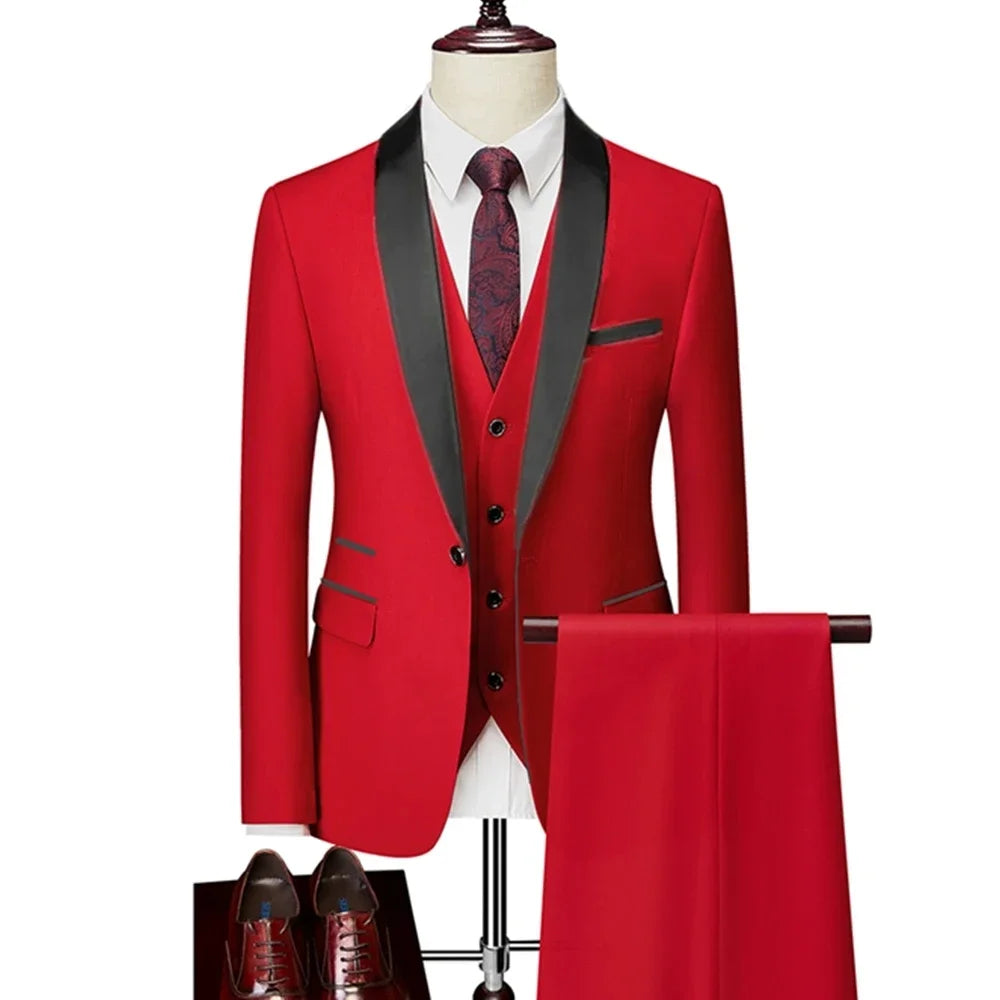 Ensemble costume homme 3 pièces : veste, gilet et pantalon / Affaires, marié, mariage, robe formelle, blazer, pantalon, gilet