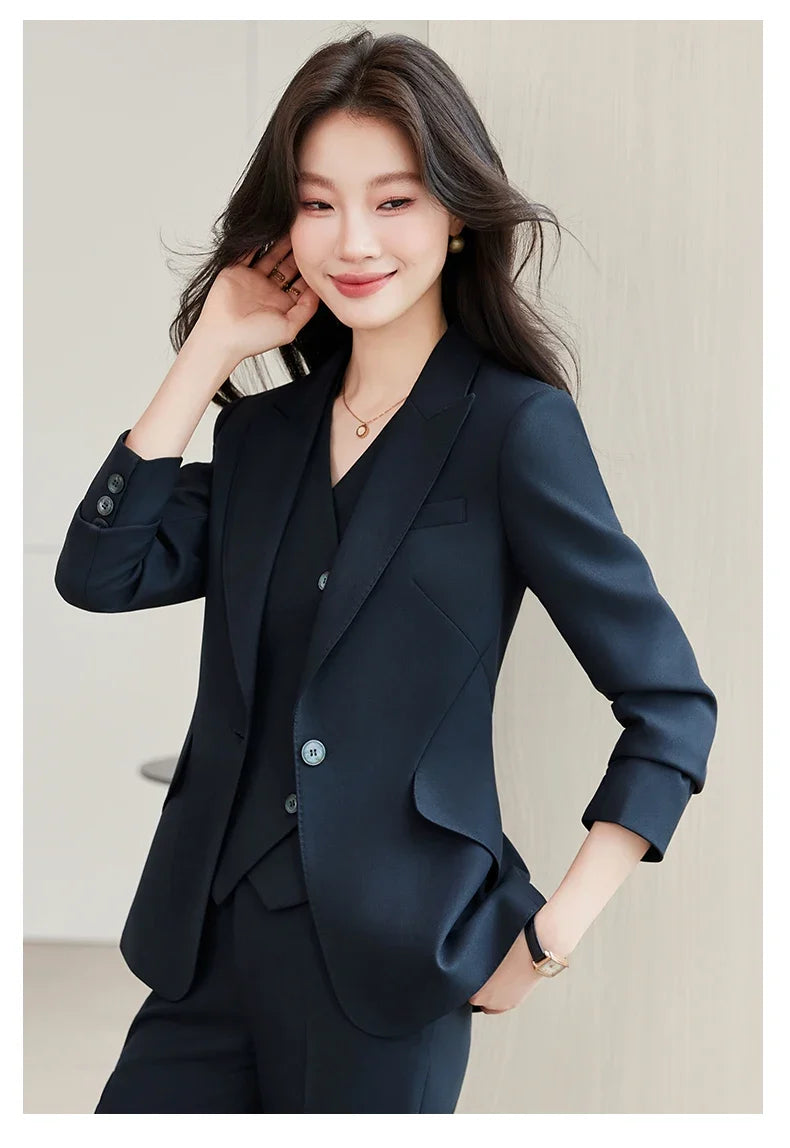 Elegant Ladies Business Chic Blazer Pants Suits Women Autumn Winter Plus Size Work Wear Outfit Jacket and Trousers Sets