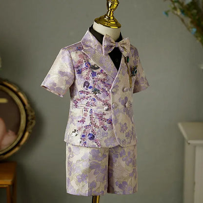 Boys Clothes Fashion Stage Boys' Piano Performance Suits Wedding Birthday Perform Party Prom Blazer Sets  A2173