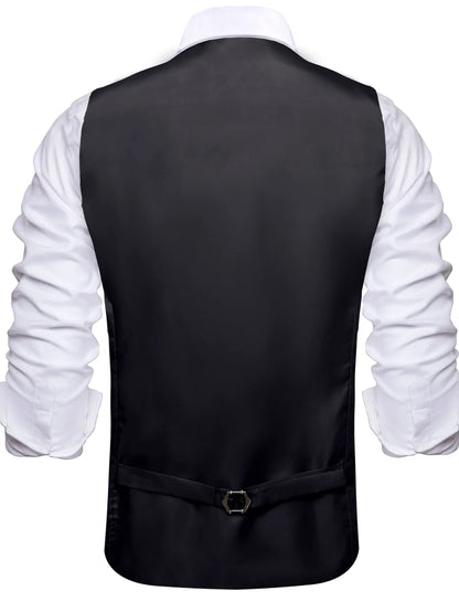 Men's Suit Vest Set – Floral Jacquard Waistcoat with Tie, Hanky & Cufflinks for Weddings & Formal Events