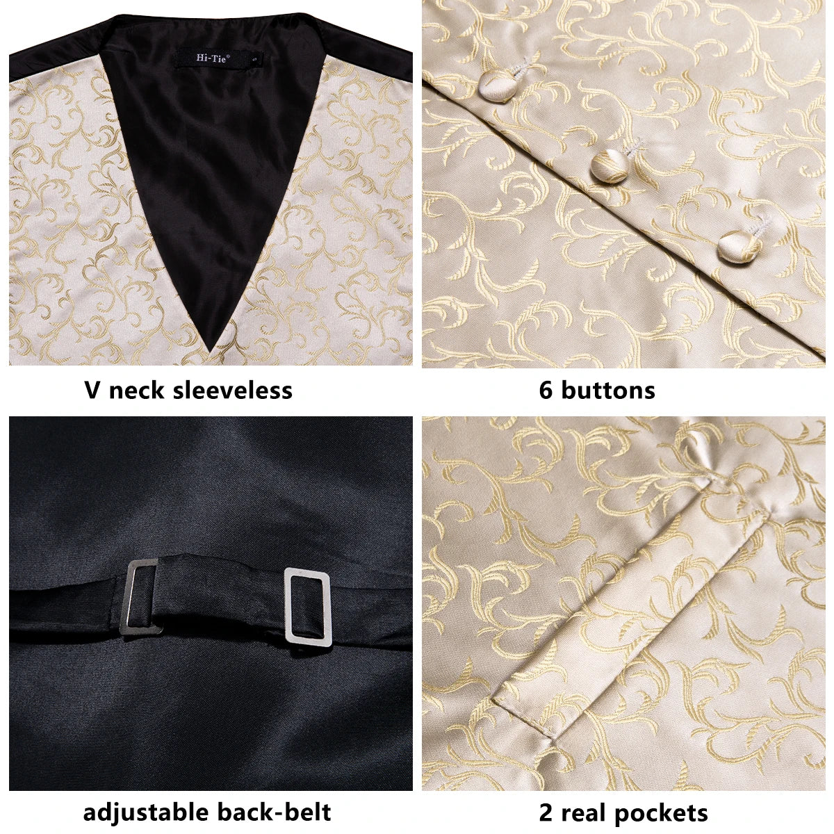 Men's Floral Paisley Vest and Tie Set – Formal Waistcoat with Necktie and Pocket Square for Weddings and Business Events