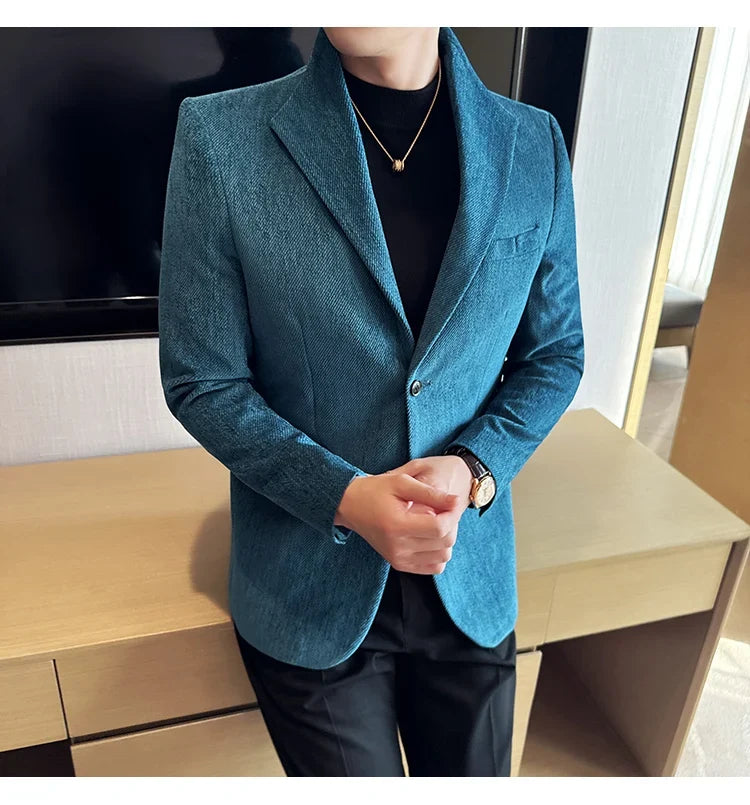 New Chinese Style Stand Collar Fashion Casual Suit Jacket Autumn Winter New Slim Fit Business Formal Social Prom Party Tuxedos