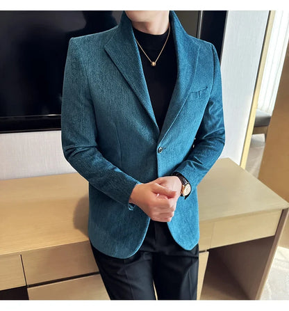 New Chinese Style Stand Collar Fashion Casual Suit Jacket Autumn Winter New Slim Fit Business Formal Social Prom Party Tuxedos