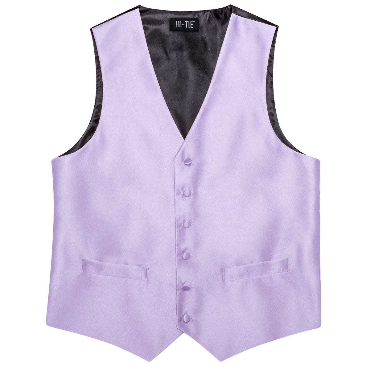 Men's Suit Vest 4-Piece Set – Solid Violet Lilac Woven Waistcoat for Weddings & Business Formal