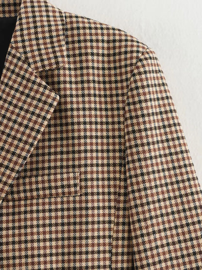 Fashionable Plaid Suit Women's Clothing Autumn New Style Versatile Design with Belt Business Casual Polyester Long Sl...