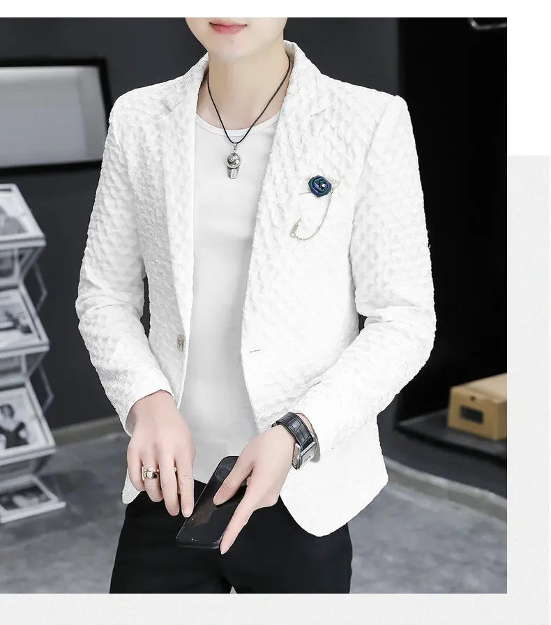 Blazer Men's Fashion Outdoor Travel Gentleman Wedding Slimming Business Versatile Trendy Casual Korean-style Formal Wear Blazer
