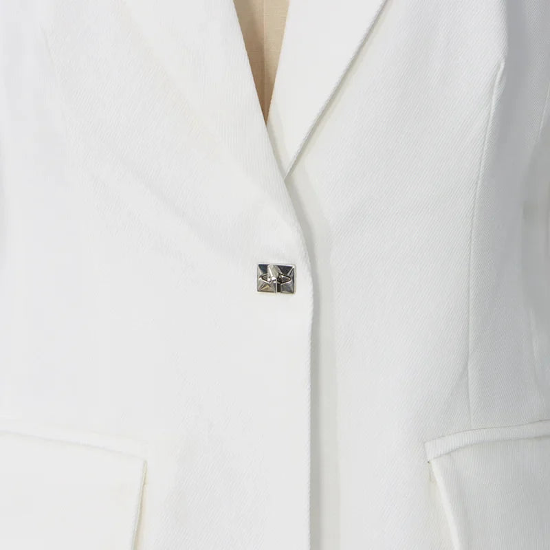 Women Blazer Sexy Hollow Out Backless Waist Cinching Slim Fit Solid Color Urban High-end Trend Jacket Spring Autumn HK21909
