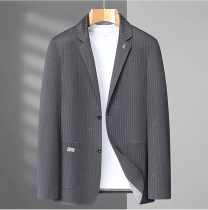 Men's Smart Casual Blazer – Single Breasted Polyester Jacket for Middle-Aged Men – Spring Autumn