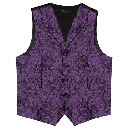Men's Paisley Suit Vest – Single-Breasted Waistcoat with Tie, Handkerchief & Cufflinks for Weddings & Banquets