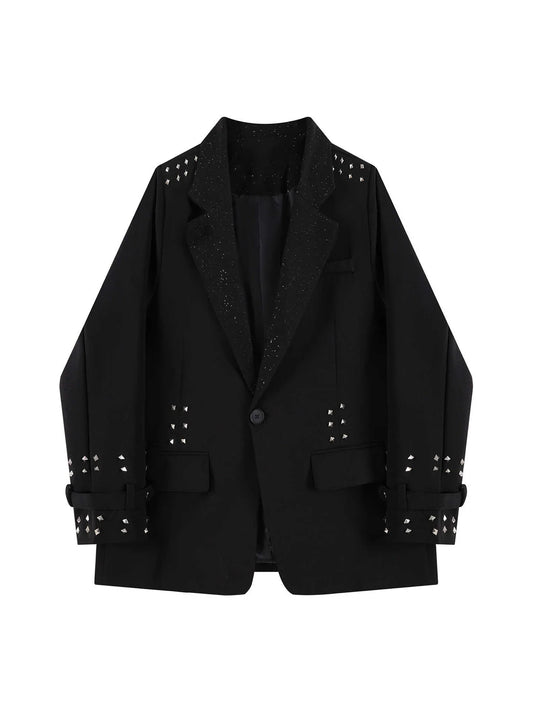 Women Black Gothic 2000s Emo Blazer Jacket Harajuku Long Sleeve Oversize Suit Coat Fashion Vintage Outerwear Top Clothes Autumn