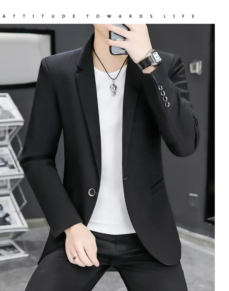 Blazer Men's Fashion Business Gentleman Groom Professional Gentleman Form-fitting Versatile Casual Formal Wear High-end Blazer