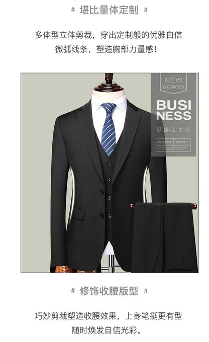 Men's 3-Piece Suit – Slim Fit Blazer Vest Pants Set for Business, Wedding & Casual Wear