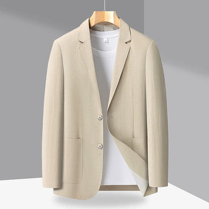 Spring and Autumn Slim-Fit Men's Stylish and Handsome Business Suits with Mid-Calf Length Jackets and Young Men's Linen Shirts