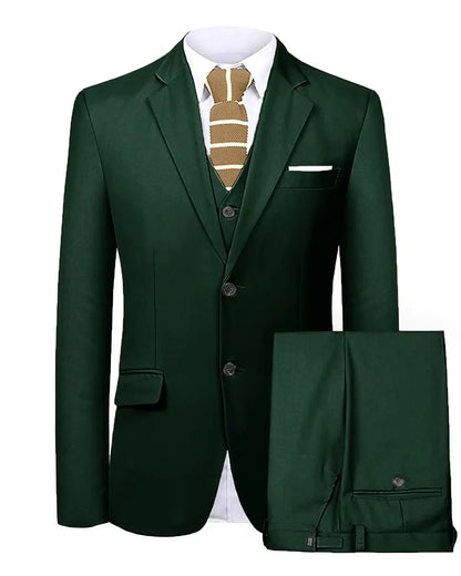 Men's 3 Pieces Suit Two Buttons Notch Lapel Jacket Waistcoat and Trousers Dinner Wedding Tuxedos Slim Fit Formal Business Suits