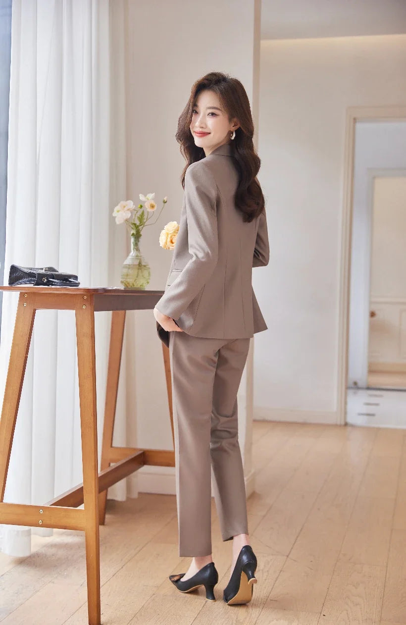 Professional Long-Sleeved Trouser Suits for Women, Fashionable Trousers, High Quality, Show, Elegant, New, Autumn and Winter