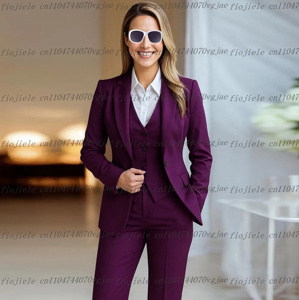 New Grey Formal Business Women Suit Wedding Party Prom Ladies Mother Girl Wife Tuxedos Costume 3 Piece Set Blazer Vest Pants