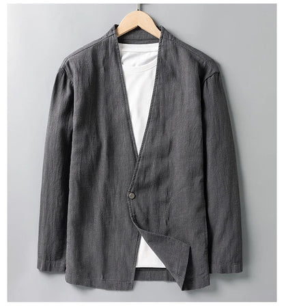 Cotton 30%, Hemp 70%, Blazer Men Fashionable Business Gentleman Casual Gathering Trendy Versatile and Breathable Relaxed Blazer