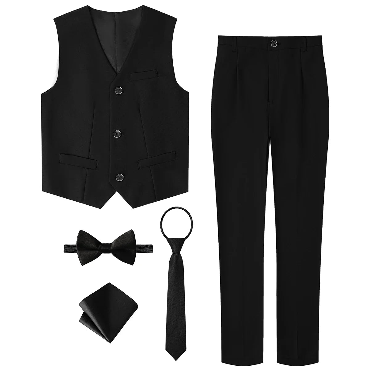 Kids Clothes Boys Suit Wedding Flower Formal Easter Child Party Ceremony Birthday Costume Photography with Vest Pants 5PCS