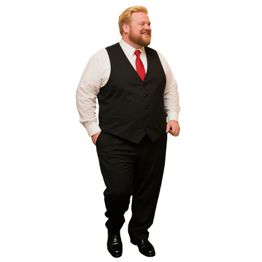 Plus Size Men's Single Breasted Suit Vest for Groom and Host – Black, Grey and Navy