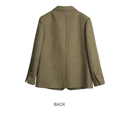 Women's Blazer Floral Spliced Jacquard Cuff Blazers Spring 2026 Old Money Style Oversize Long Wool Coats GO57DN002081