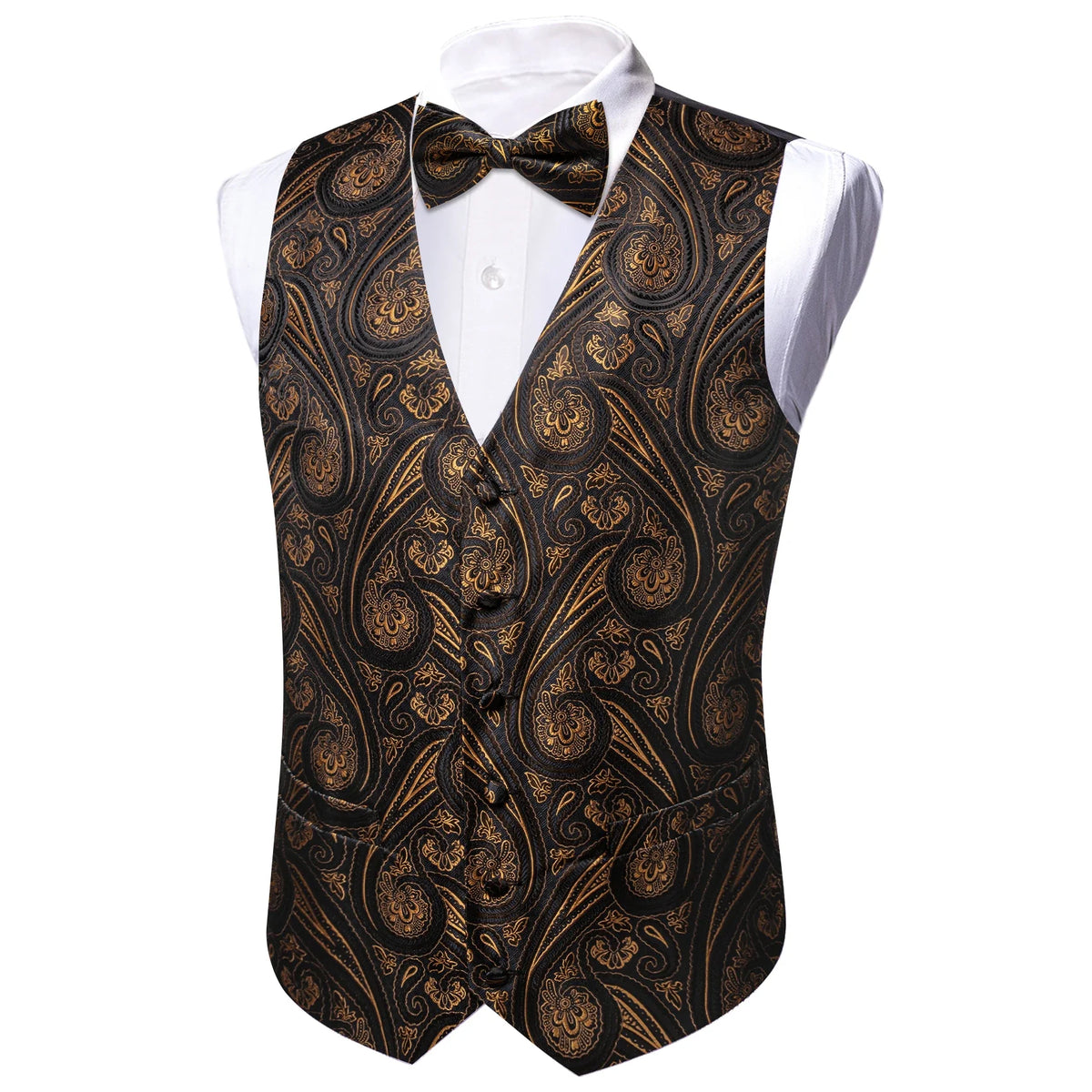 Men's Jacquard Suit Vest Set with Tie, Bow Tie, Pocket Square & Cufflinks – Wedding & Formal
