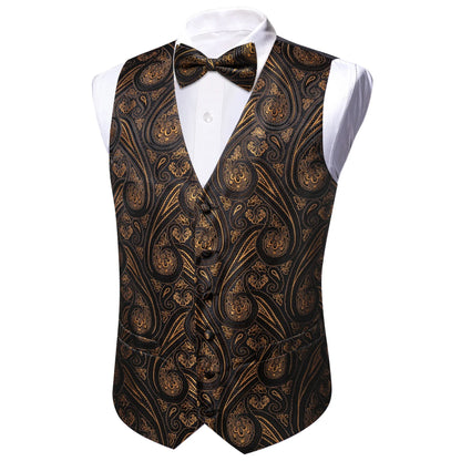 Men's Jacquard Suit Vest Set with Tie, Bow Tie, Pocket Square & Cufflinks – Wedding & Formal