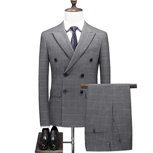 Men's Three-Piece Suit – Double Breasted Slim Fit Formal Suit for Men in Multiple Colors