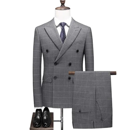 Men's Three-Piece Suit – Double Breasted Slim Fit Formal Suit for Men in Multiple Colors