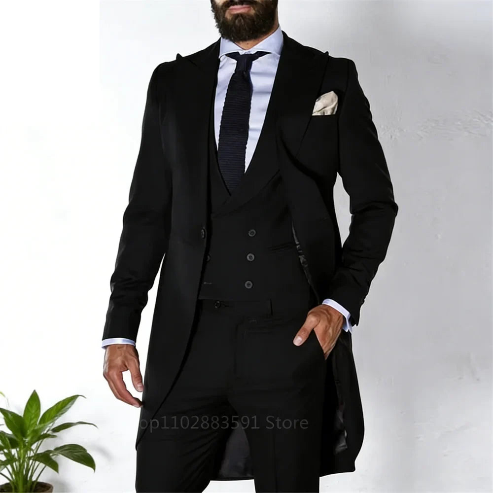 Men's Tailcoat Tuxedo in Royal Blue Made to Measure Wedding Groomsmen Long Fashion Blazer Smoking Suit Customizable Male Traje