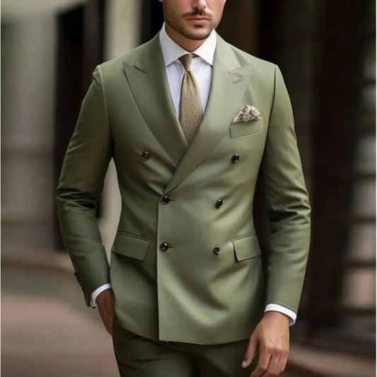 Luxury XS-6XL Formal Men's Busines Party 2 Pieces Blazer+Pant Lapel Pant 2026 Men Suit Slim Fit