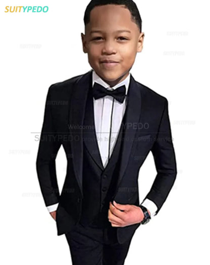 Elegant Lavender Boy's Suit Set Evening Party Classic Children's Clothing Kids Baptism Formal 3 Pieces Custome Blazer Vest Pants
