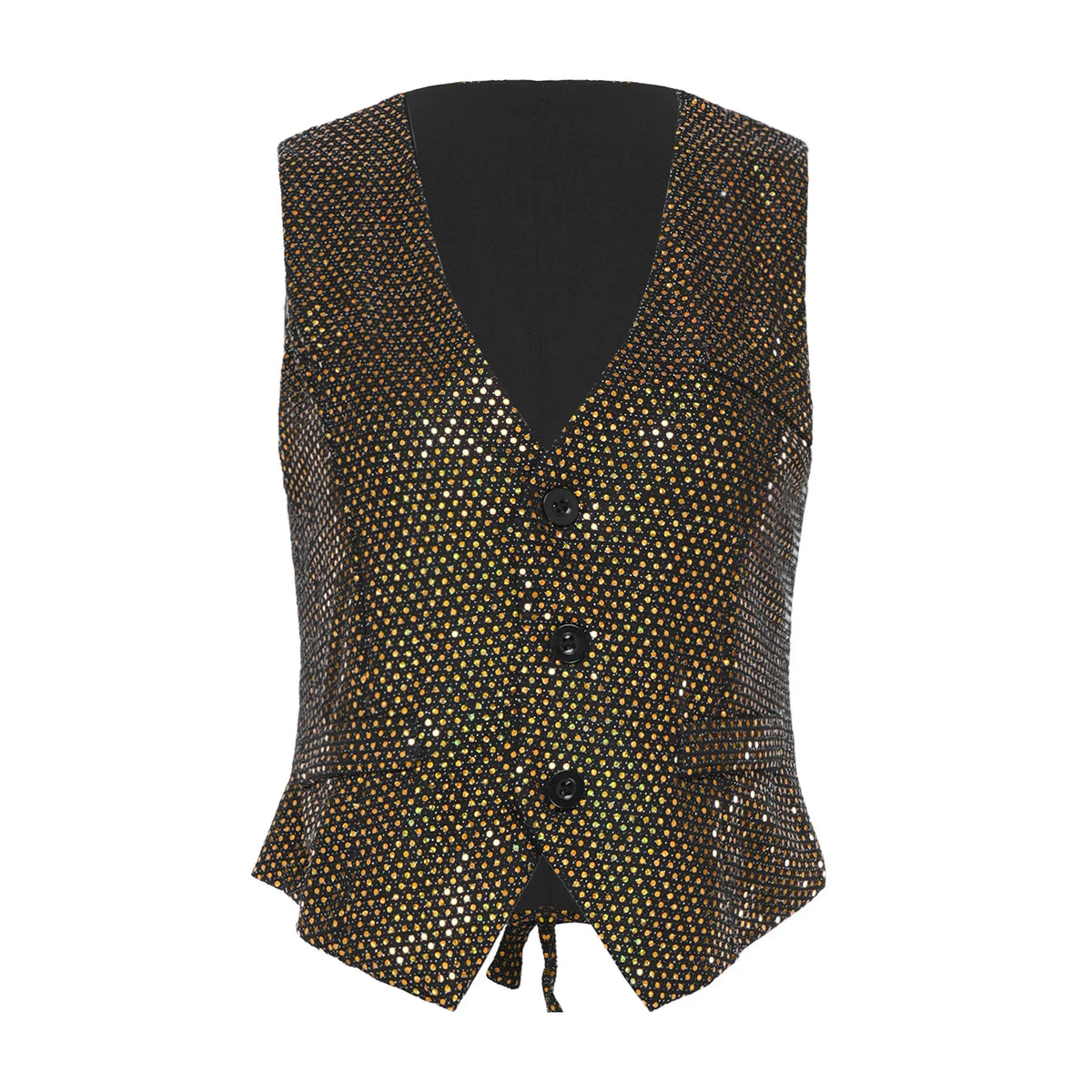 Womens Sleeveless Vests Nightclub Party Tops Sequined Waistcoat Clubwear Music Festival Vest 60s Disco Rave Jazz Dance Cosutme