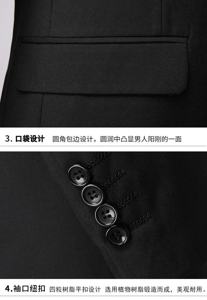 Men's 3-Piece Suit – Slim Fit Blazer Vest Pants Set for Business, Wedding & Casual Wear