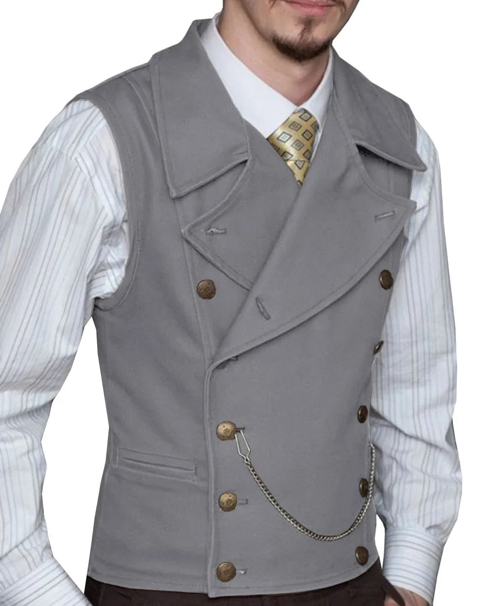Men's Double Breasted Waistcoat – Solid Color Formal Vest for Weddings & Events