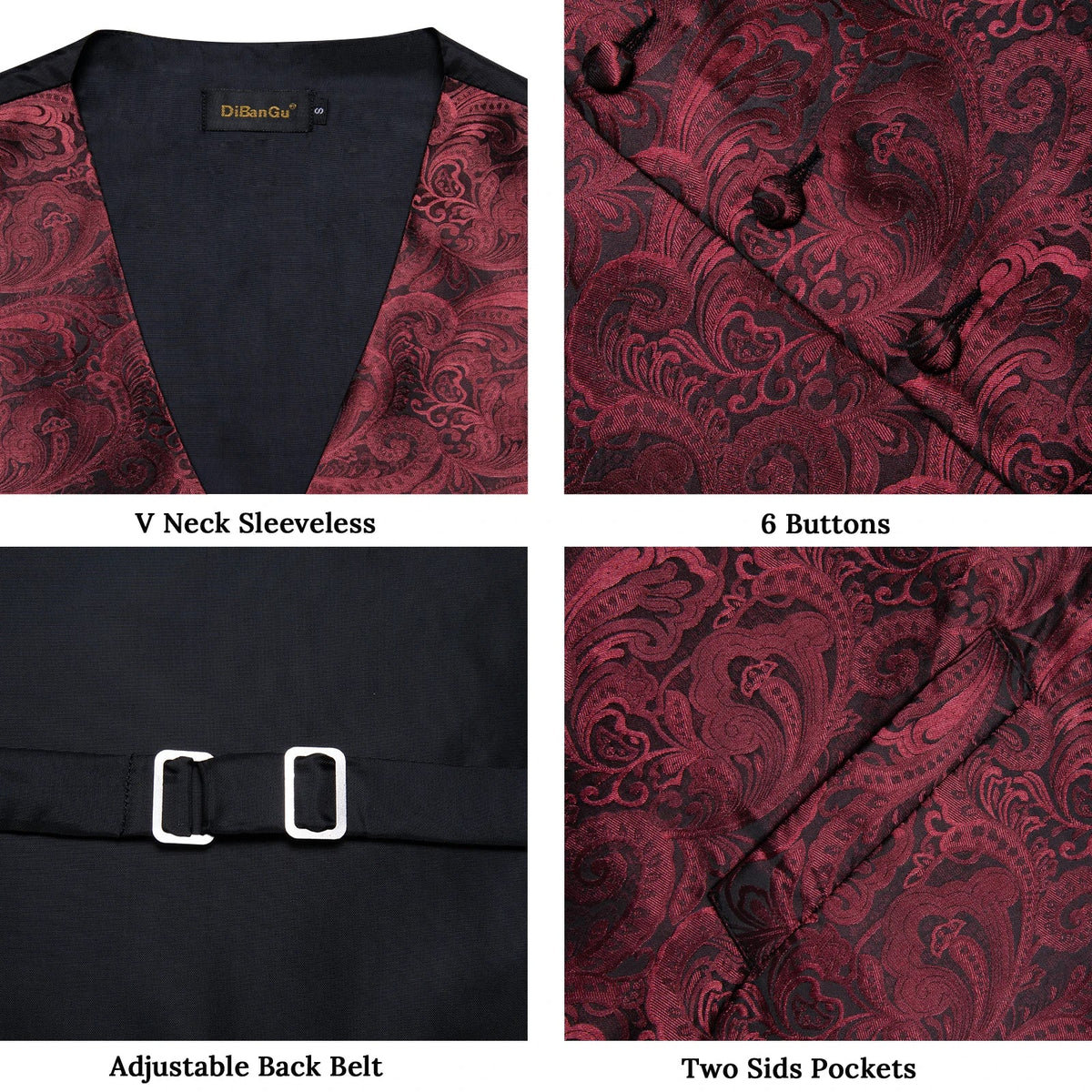 Men's Suit Vest Bow Tie Set – Formal Waistcoat with Necktie and Pocket Square for Weddings
