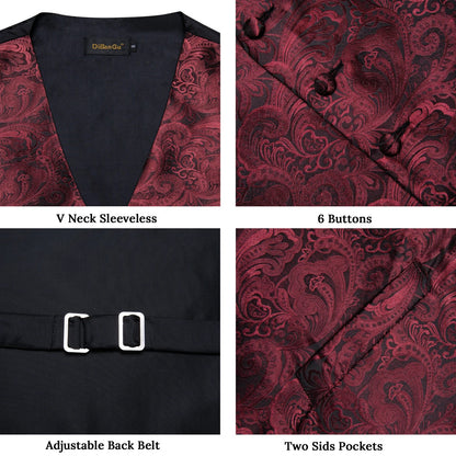 Men's Suit Vest Bow Tie Set – Formal Waistcoat with Necktie and Pocket Square for Weddings