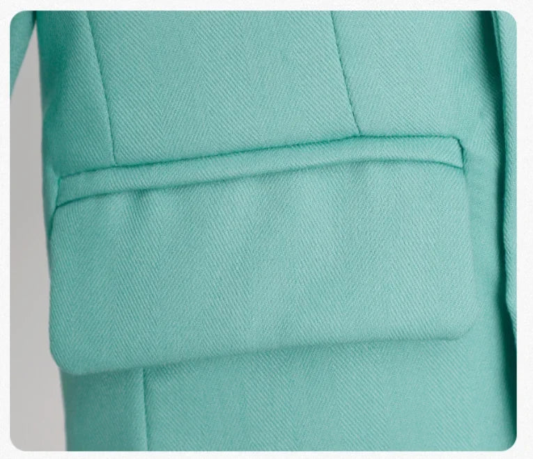 Kid Light Green 5Pieces Suit Set With Jacket Vest Pants Bowtie Brooch Boys Wedding Birthday Party Piano Performance Costume