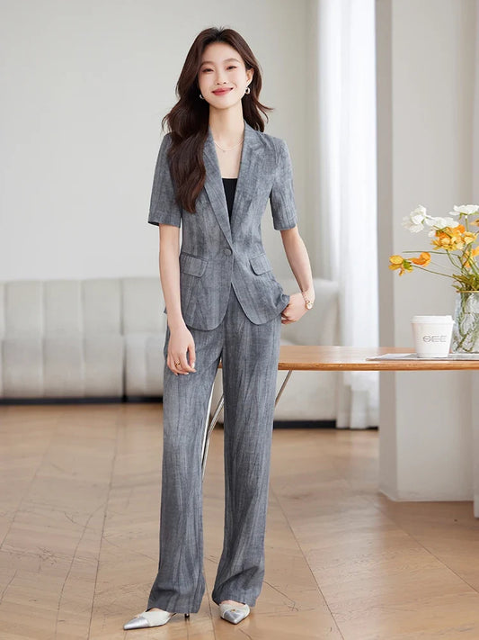 Fashionable professional women's wear, high-quality two-piece pants + blazer, new style for spring and summer 2026