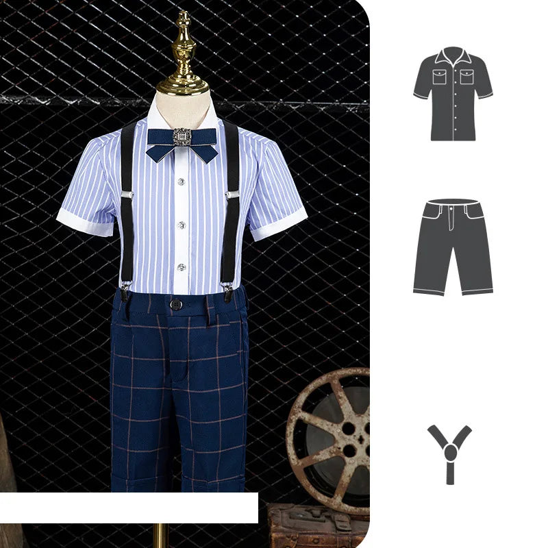 Flower Boys Wedding Suit Children Birhtday Photograph Dress Kids Fromal Blazer Set School Child Graduation Performance Costume