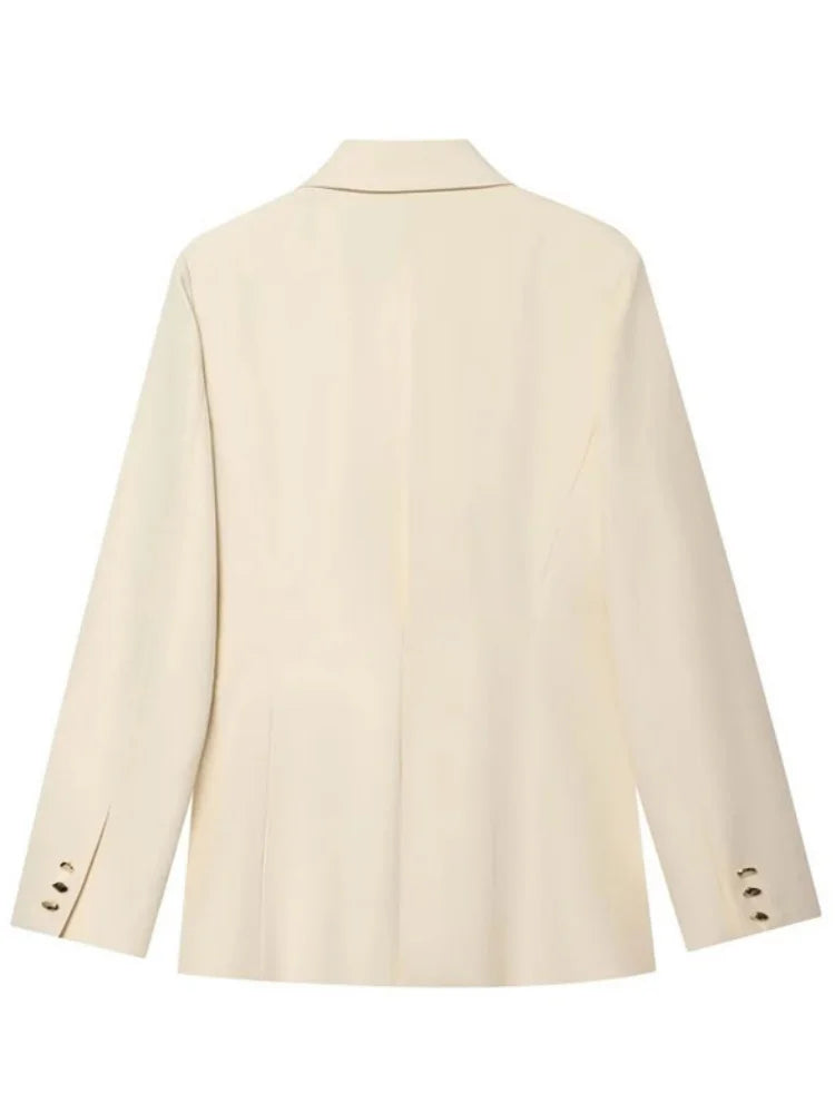 Women Asymmetric Buckle Blazer Elegant Wrap Suit Jacket Slim Waist Tailored Office Lady Workwear Fashion Blazer Coat