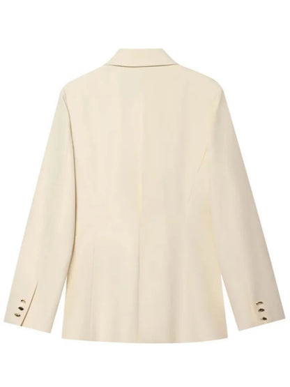 Women Asymmetric Buckle Blazer Elegant Wrap Suit Jacket Slim Waist Tailored Office Lady Workwear Fashion Blazer Coat