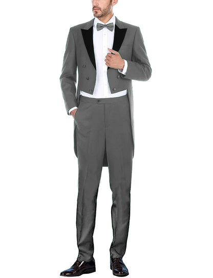 Classic Men Suits Solid Long Tailcoat Wedding Groom Tuxedos Morning Dinner Groomsmen Fromal Party Suits 2 Pieces Blazer Pants