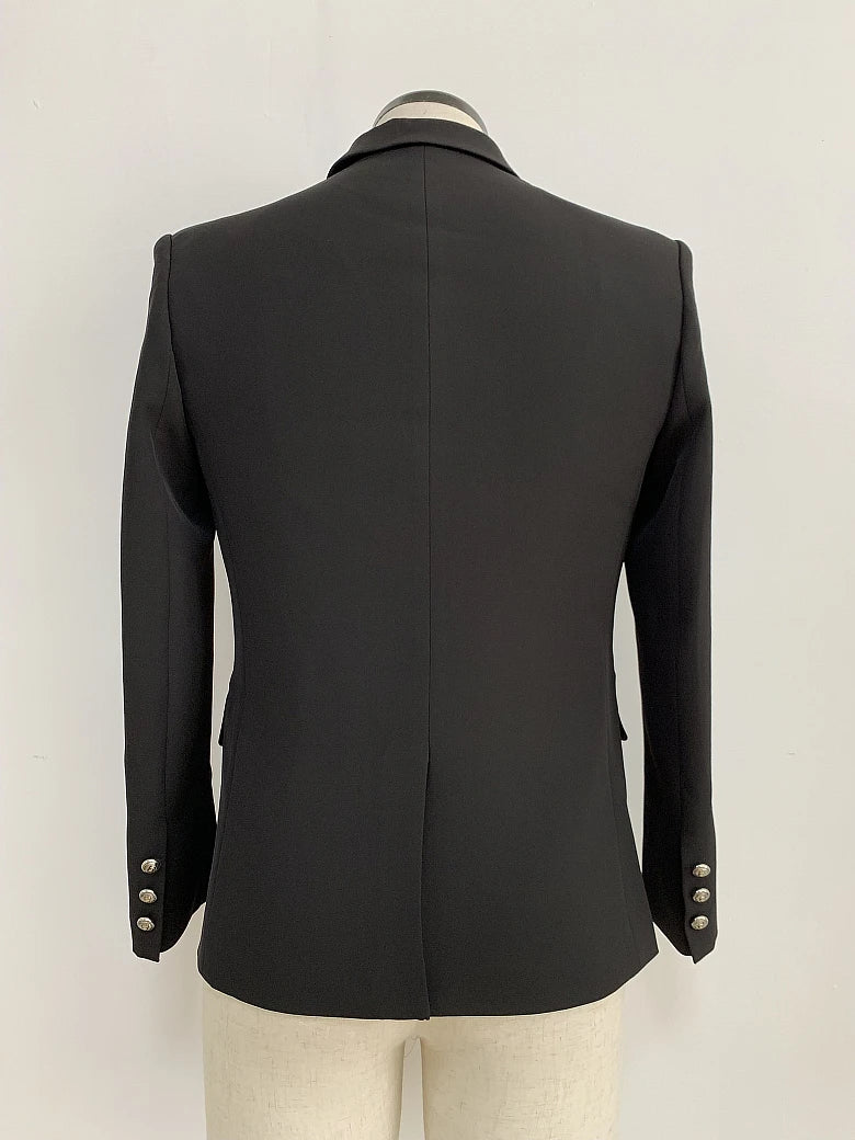 Men's Slim Fit Peak Lapel Double Breasted Blazer Jacket Fashion Male Coat Business Casual for Party Banquet Spring Autumn Coat
